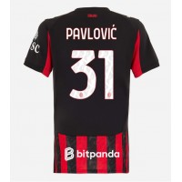 Stroje piłkarskie AC Milan Strahinja Pavlovic #31 Koszulka Podstawowej dla damskie 2025-26 Krótki Rękaw